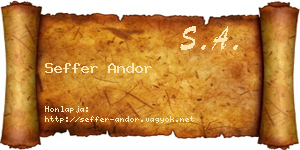 Seffer Andor névjegykártya